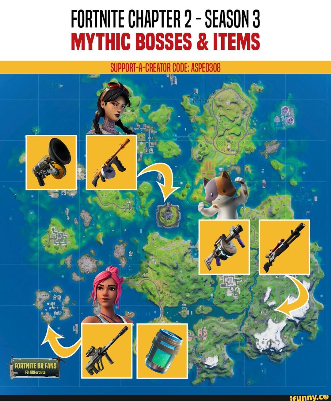 FORTNITE CHAPTER 2 - SEASON 3 MYTHIC BOSSES & ITEMS - IFunny