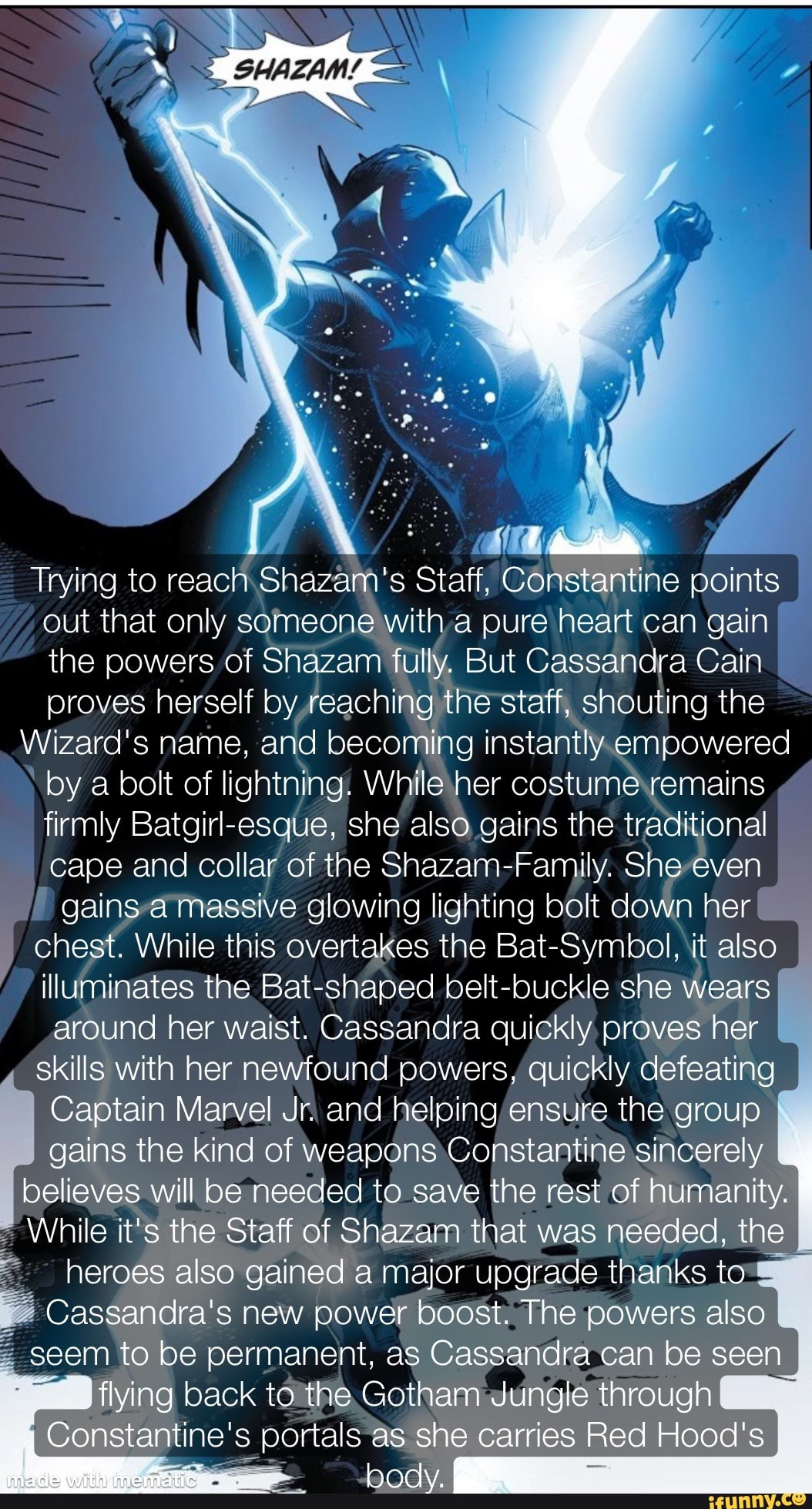 AR OR Trying to reach Shazam's Stat Constantine points out that only