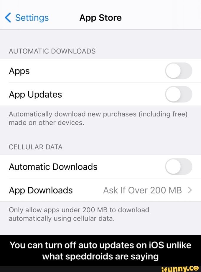 Settings App Store AUTOMATIC DOWNLOADS Apps App Updates