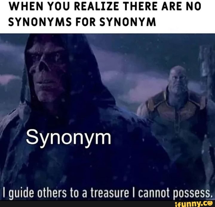 When You Realize There Are No Synonyms For Synonym I Guide Others To A Treasure I Cannot Possess Ifunny