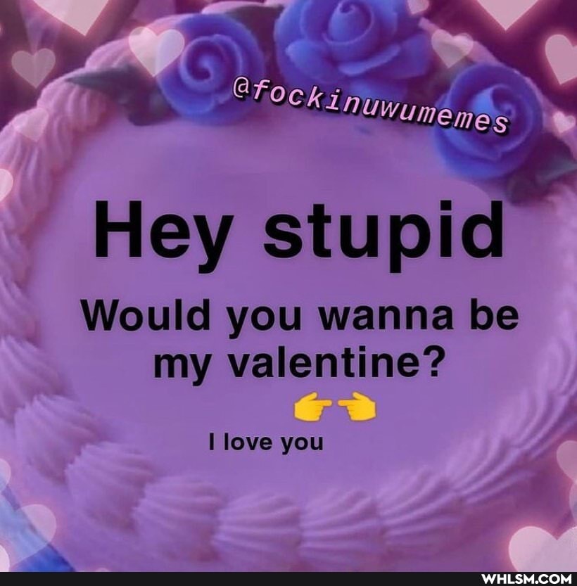 Hey stupid
Would you wanna be my valentine?
love you