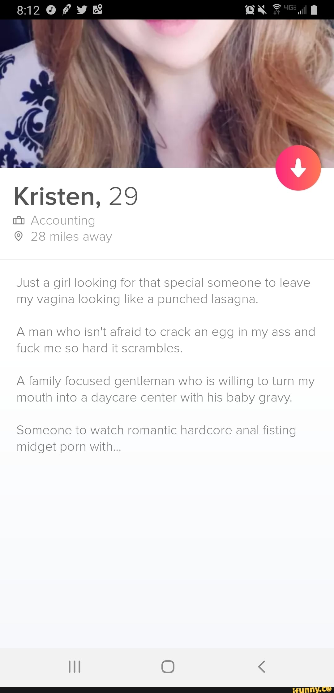 Anal Fisting Meme - Kristen, 29 EN Accounting Just a girl looking for that special someone to  leave my vagina