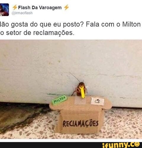 ão gosta do que eu posto? Fala com o Milton
o setor de reclamações.