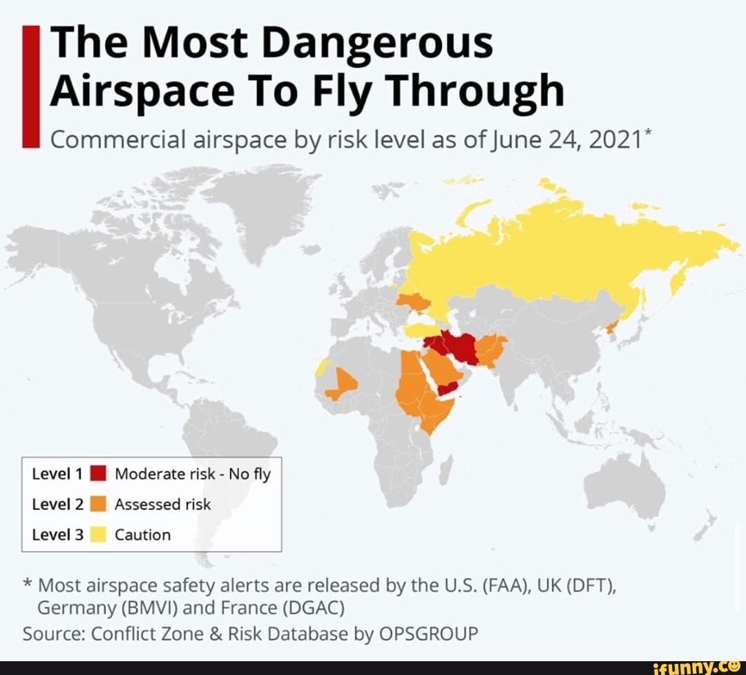 The Most Dangerous Airspace To Fly Through Commercial airspace by risk ...