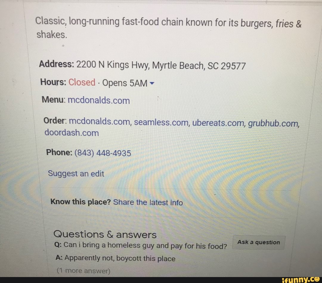 Classic, longrunning fastfood chain known for its burgers, fries