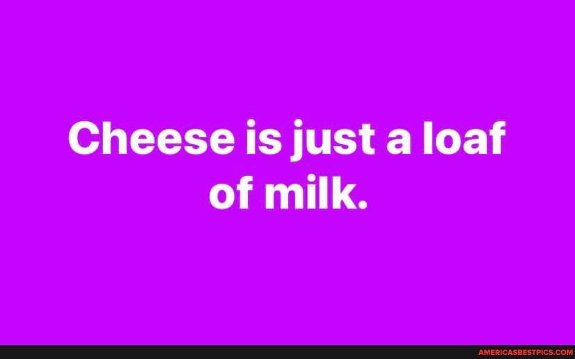 Cheese is just a loaf of milk.