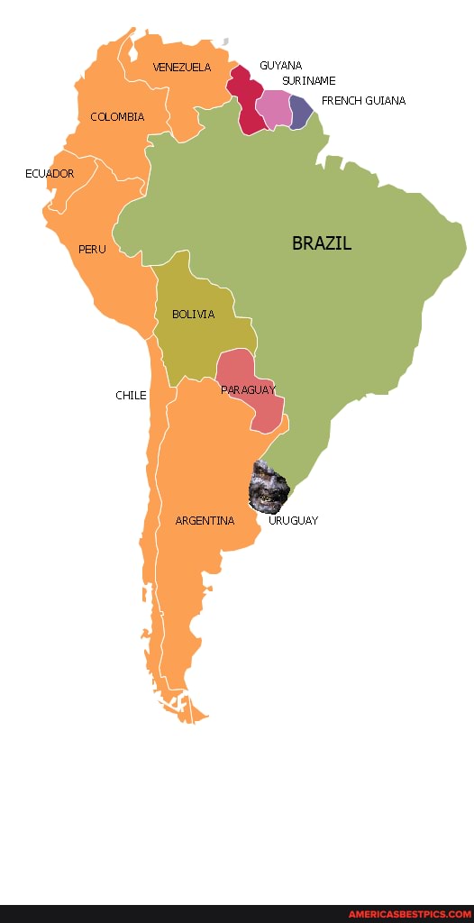 GUYANA SURINAME
FRENCH GUIANA,
VENEZUELA,
COLOMBIA
PERU
ARGENTINA URUGUAY