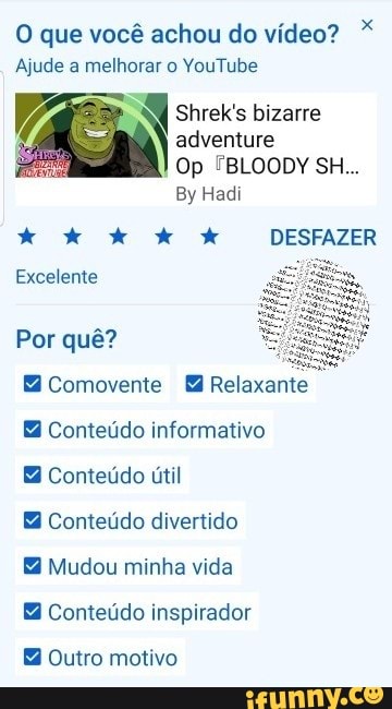 O que você achou do vídeo? Ajude a melhorar o YouTube
adventure
DESFAZER
Excelente
Por qué?
Comovente Relaxante
Conteúdo informativo
Conteúdo divertido
Mudou minha vida
Conteúdo inspirador
Outro motivo