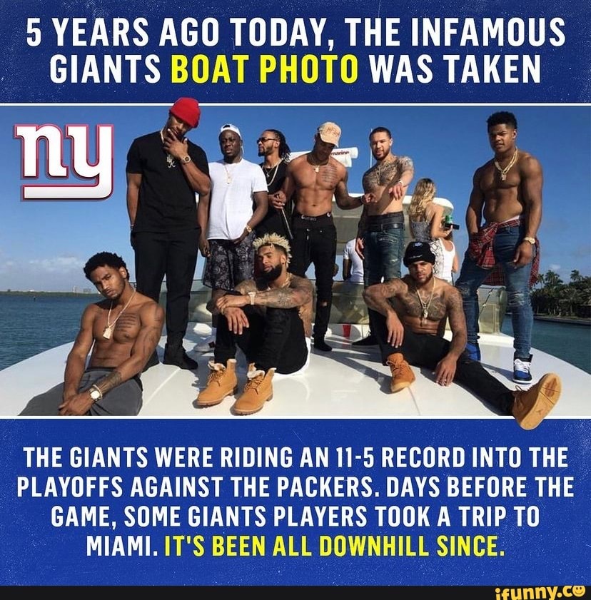 Years Ago Today The Infamous Giants Boat Photo Was Taken The Giants Were Riding An