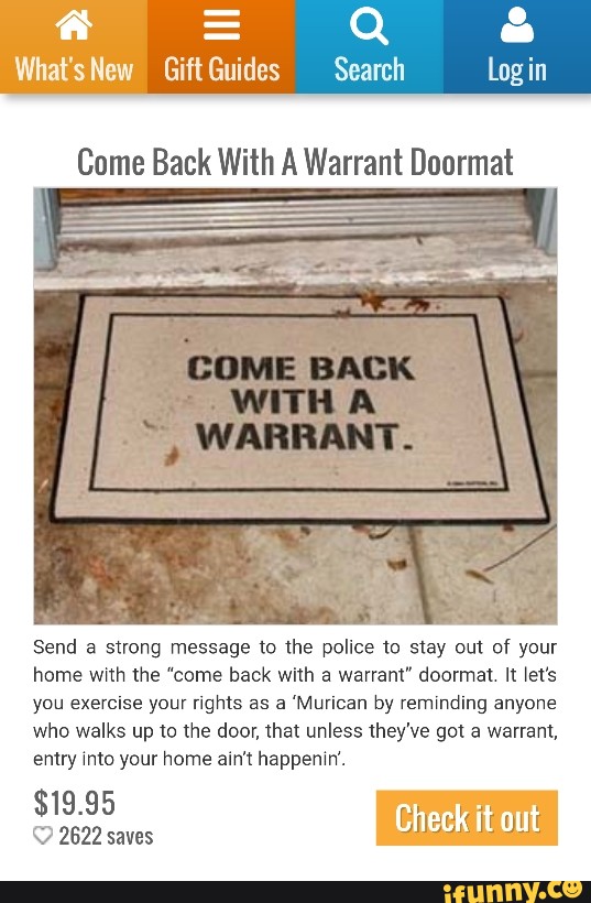 Come Back With A Warrant Doormat Send A Strong Message To