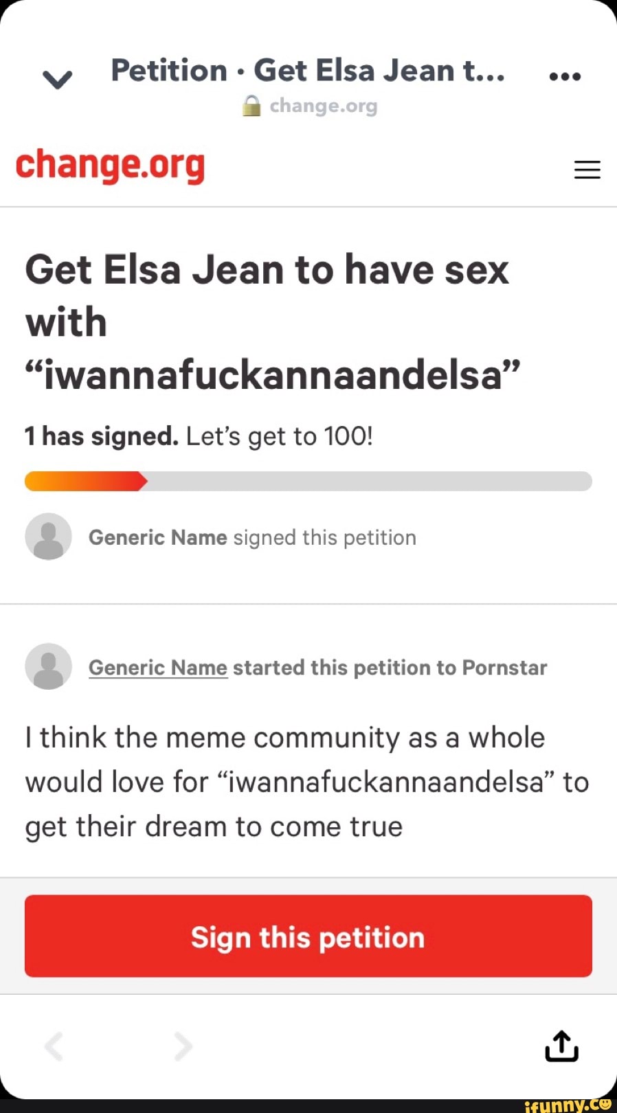 Po Petition- Get Elsa Jeant... change.org Get Elsa Jean to have sex with  