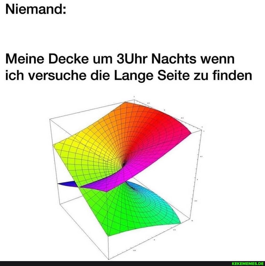 Niemand:
Meine Decke um 3Uhr Nachts wenn ich versuche die Lange Seite zu finden