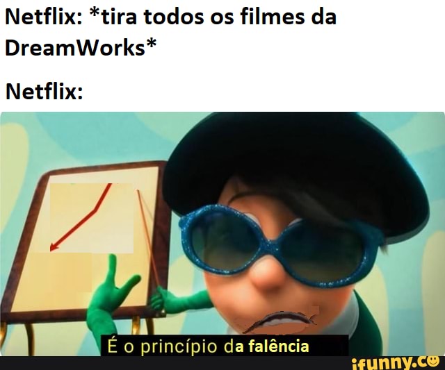 Netflix: *tira todos os filmes da
DreamWorks*
Netflix:
É o princípio da falência