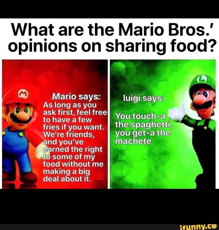 What Are The Mario Bros.' Opinions On Sharing Food? Mario Says: As Long 