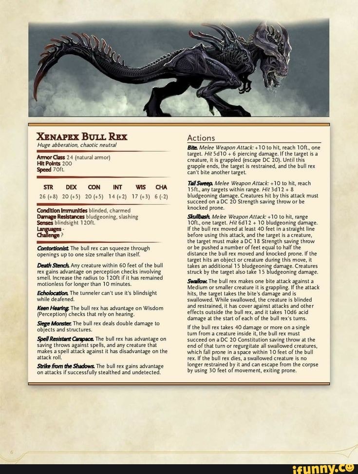 XENAPEX BULL REx "Huge abberation, chaotic neutral Hit Class 24