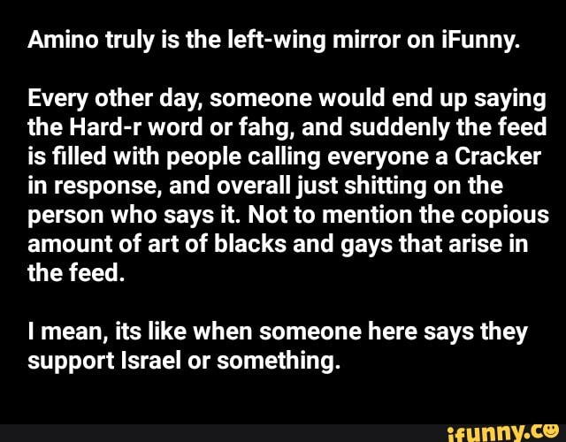 Amino truly is the leftwing mirror on iFunny. Every other