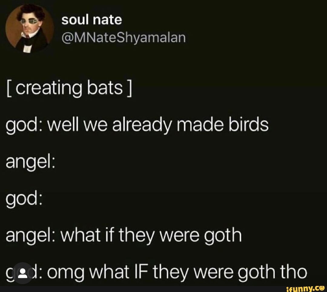 Soul nate @MNateShyamalan I creating bats I god: well we already made ...