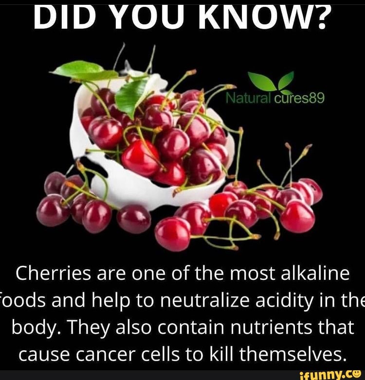 DID YOU KNOW? Cherries are one of the most alkaline oods and help to