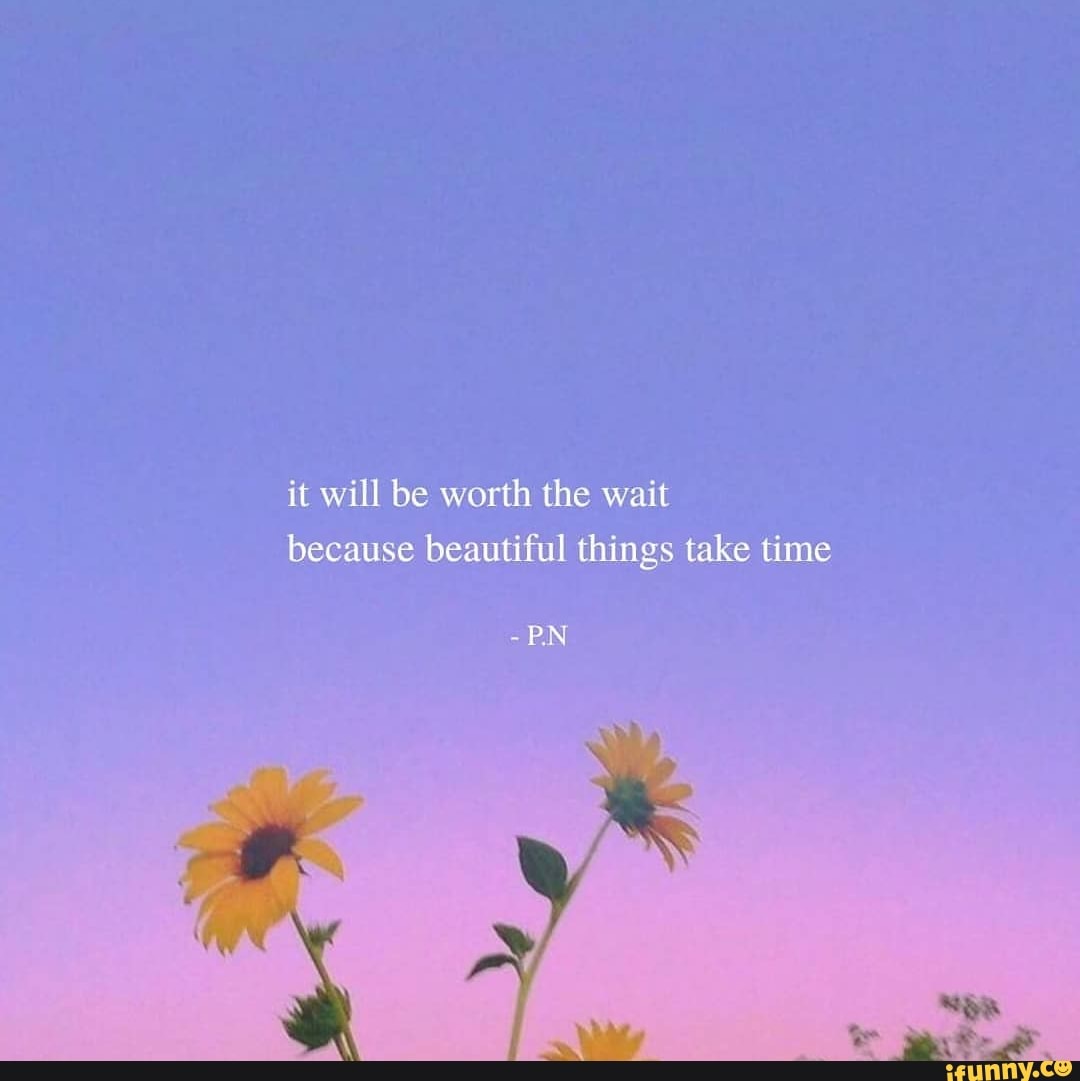 Will be worth the because beautiful things take time - )