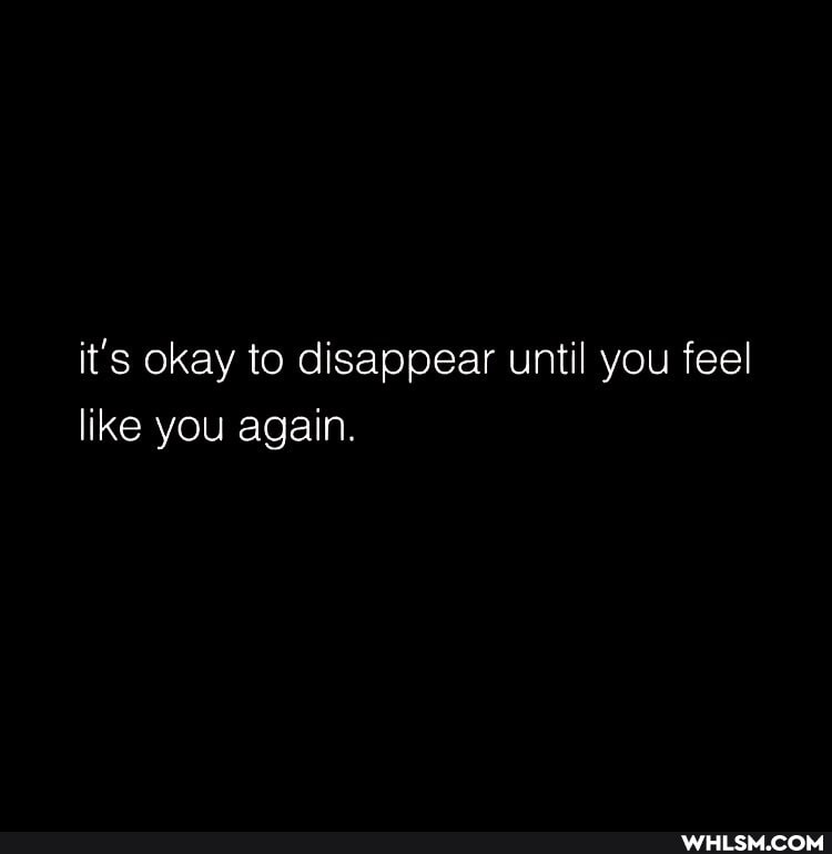 it's okay to disappear until you feel like you again.
