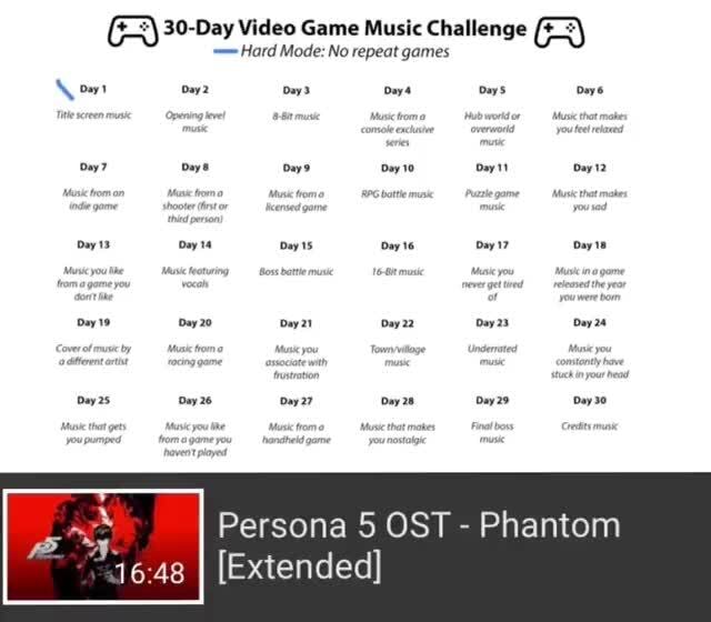 18+ 30 Day Video Game Music Challenge Background