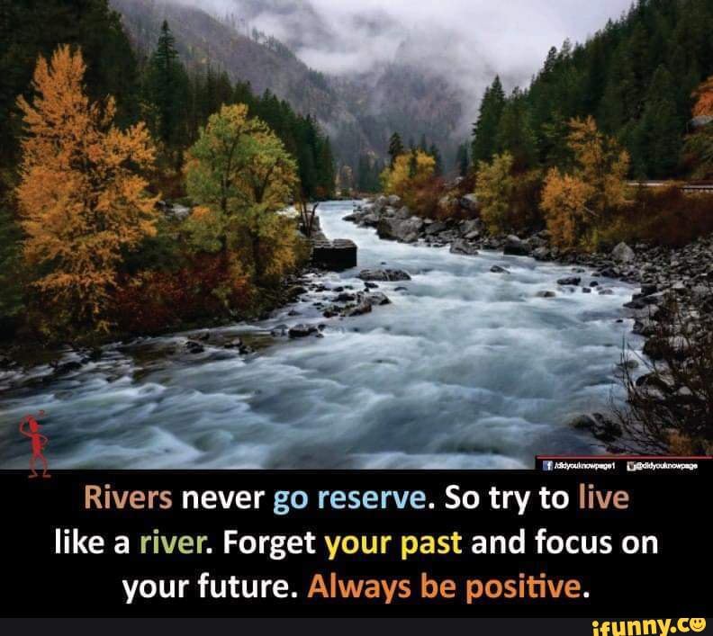 Rivers never go reserve. So try to live like a river. your past