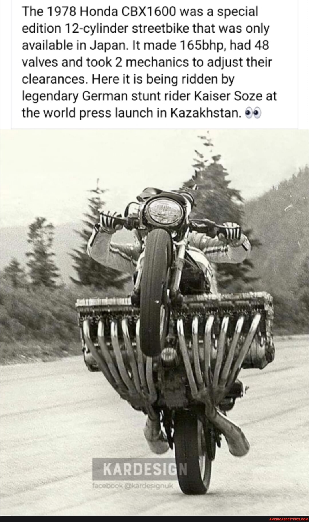 The 1978 Honda CBX1600 was a special edition 12cylinder streetbike