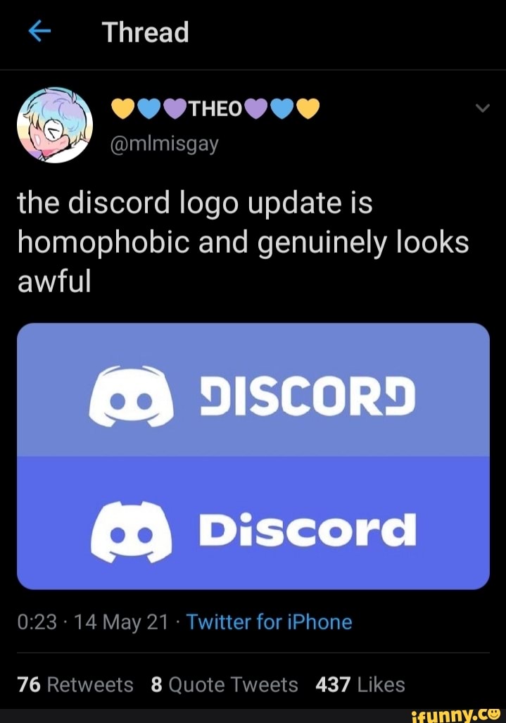 Thread \2 the discord logo update is homophobic and genuinely looks ...