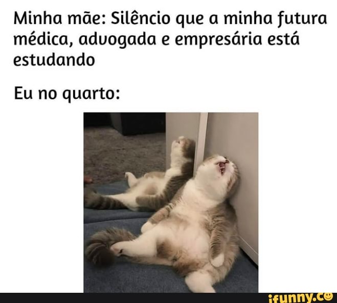 Minha mãe: Silêncio que a minha futura médica, advogada e empresária está estudando
Eu no quarto: