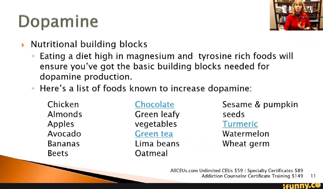 Dopamine " Nutritional building blocks Eating a diet high in magnesium