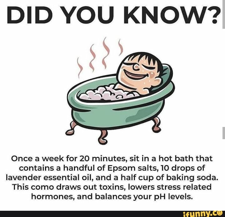 DID YOU KNOW? Once a week for 20 minutes, sit in a hot bath that contains a handful of Epsom