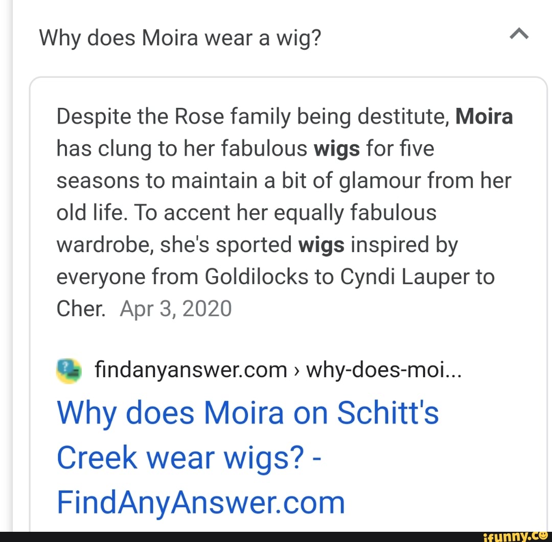 Why does Moira wear a wig? Despite the Rose family being destitute ...