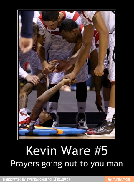Kevin Ware #5
Prayers going out to you man - Kevin Ware #5
Prayers going out to you man