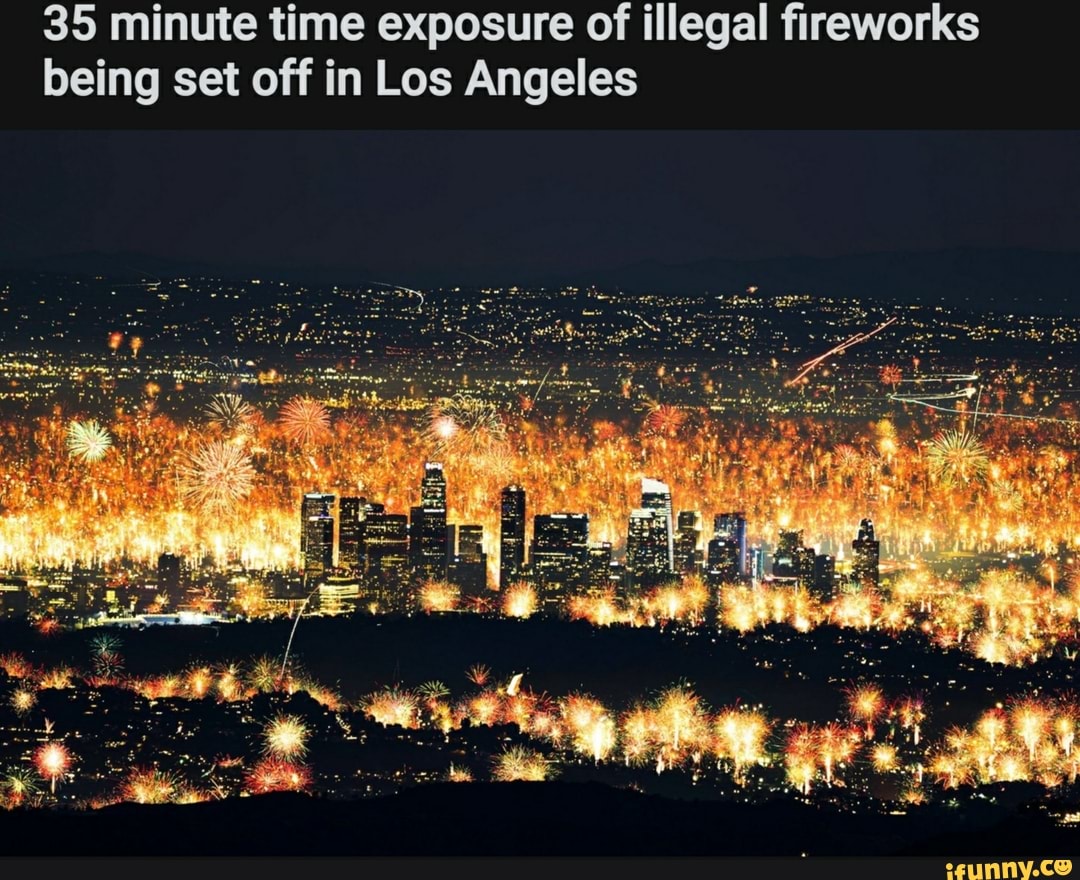 35 minute time exposure of illegal fireworks
being set off in Los Angeles