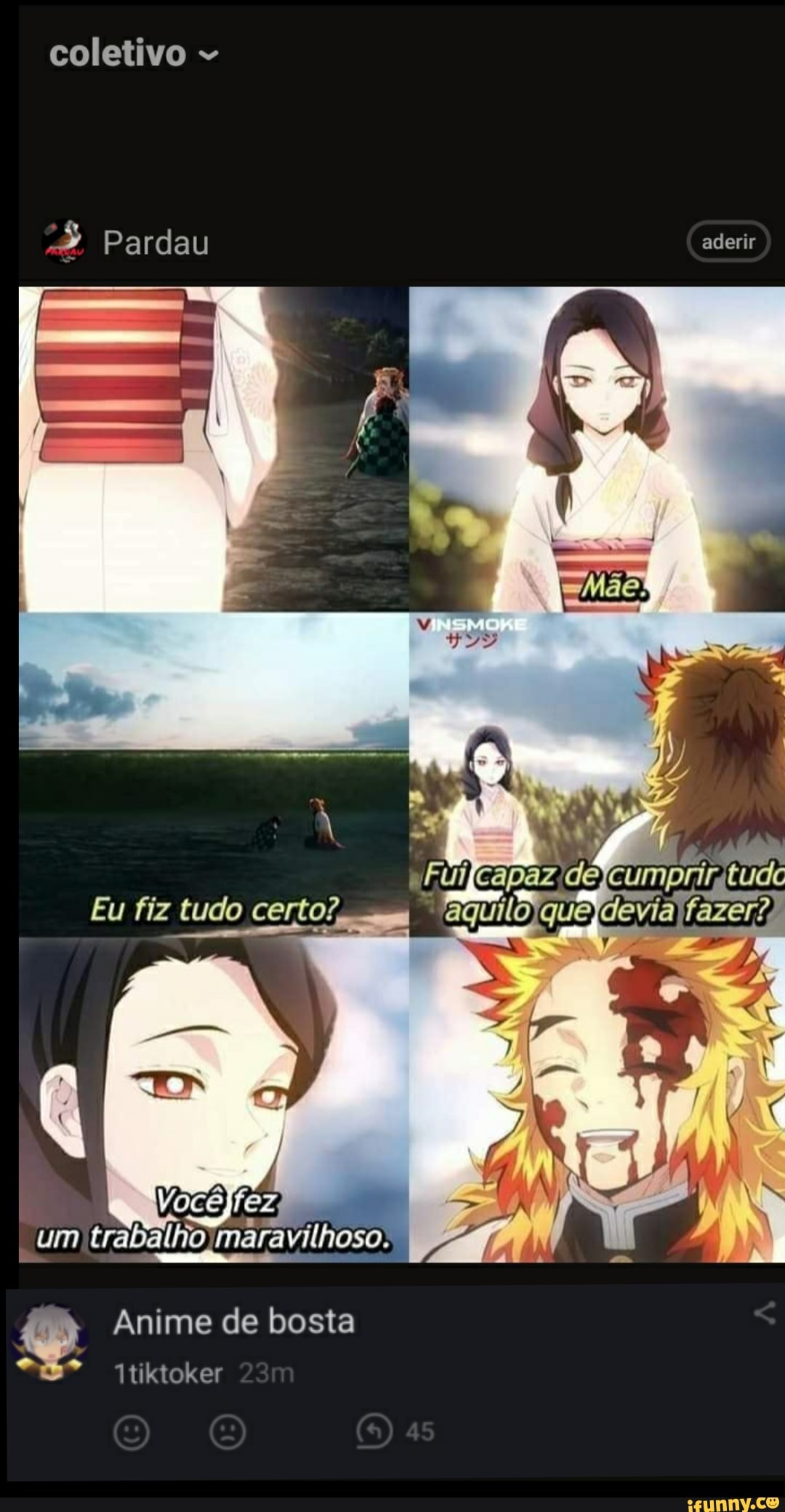 coletivo
Pardau aderir
A on.
Eu fiz tudo certo? aquilo que) devialfazer?,
AM
Vocêjrez um trabalho maravilhoso.
Anime de bosta
1tiktoker