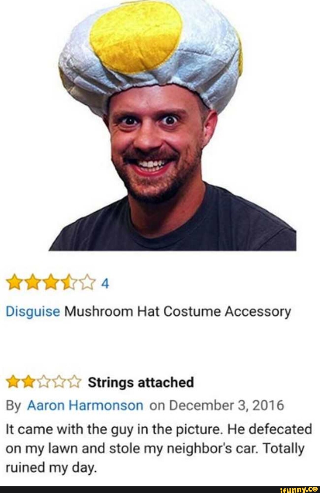 Disguise Mushroom Hat Costume Accessory wy.. Strings attached By Aaron